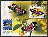 Cambodia 2001 Butterflies (with Belgica 2001 Logo) perf m/sheet unmounted mint, SG MS2131, stamps on butterflies, stamps on stamp exhibitions