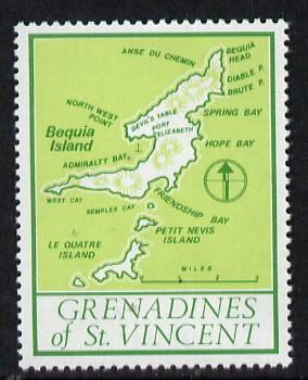 St Vincent - Grenadines 1977 the unissed Map stamp (without value) with Royal Visit overprint omitted (Map of Le Quatre Island in green) unmounted mint, stamps on maps, stamps on royal visit