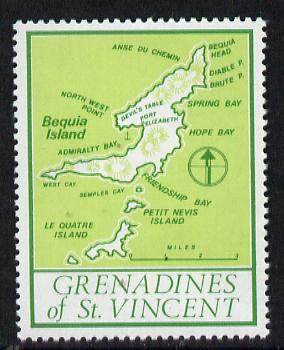 St Vincent - Grenadines 1977 the unissed Map stamp (without value) with Royal Visit overprint omitted (Map of Le Quatre Island in green) unmounted mint, stamps on , stamps on  stamps on maps, stamps on royal visit