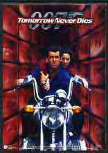 Postcard - Publicity postcard for Tomorrow Never Dies showing James Bond on Motorcycle, unused and pristine, stamps on motorbikes, stamps on movies, stamps on films, stamps on  spy , stamps on cinena