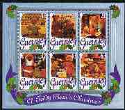 Guernsey 1997 Christmas - Teddy Bears perf m/sheet containing set of 6 values unmounted mint, SG MS 753, stamps on , stamps on  stamps on christmas, stamps on  stamps on teddy bears