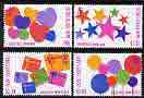 Hong Kong 1992 Greetings Stamps perf set of 4 unmounted mint, SG 728-31, stamps on balloons, stamps on hearts
