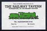 Match Box Label - The Railway Tavern (showing silhouette of steam loco in green) unused and pristine