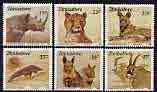 Zimbabwe 1989 Endangered Species perf set of 6 unmounted mint, SG 762-67*, stamps on , stamps on  stamps on animals, stamps on  stamps on rhino