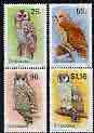 Zimbabwe 1993 Owls (2nd series) perf set of 4 unmounted mint, SG 850-53*, stamps on birds, stamps on birds of prey, stamps on owls