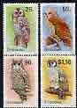 Zimbabwe 1993 Owls (2nd series) perf set of 4 unmounted mint, SG 850-53*, stamps on , stamps on  stamps on birds, stamps on  stamps on birds of prey, stamps on  stamps on owls