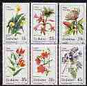 Zimbabwe 1989 Flowers perf set of 6 unmounted mint, SG 750-55*, stamps on flowers, stamps on lily, stamps on 