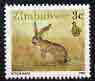 Zimbabwe 1990 Scrub hare 3c from def set, unmounted mint SG 770*, stamps on animals