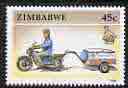 Zimbabwe 1990 Mail Motorcyclist 45c from def set, unmounted mint SG 783*, stamps on transport, stamps on mail, stamps on motorbikes, stamps on postal, stamps on 