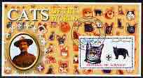 Somalia 2002 Domestic Cats of the World perf s/sheet #11 with Scout Logo & Baden Powell in background, fine cto used , stamps on , stamps on  stamps on cats, stamps on  stamps on scouts