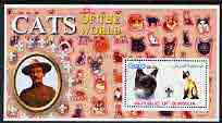 Somalia 2002 Domestic Cats of the World perf s/sheet #12 with Scout Logo & Baden Powell in background, fine cto used , stamps on , stamps on  stamps on cats, stamps on  stamps on scouts