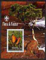 Somalia 2004 Flora & Fauna (Butterflies & Trees) perf m/sheet #4 with Scout logo in margin cto used, stamps on butterflies, stamps on trees, stamps on scouts