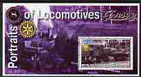 Somalia 2002 Portraits of Locomotives #1 perf m/sheet with Rotary logo, cto used, stamps on railways, stamps on rotary