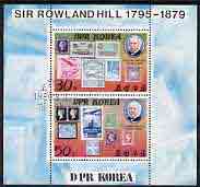 North Korea 1980 Death Centenary of Sir Rowland Hill perf sheetlet containing set of 2 values cto used, SG N1953-54, stamps on rowland hill, stamps on stamp on stamp, stamps on stamponstamp