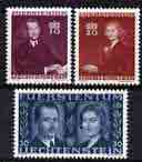 Liechtenstein 1943 Marriage of Prince Joseph II & Georgina von Wildczek perf set of 3 unmounted mint, SG 214-15