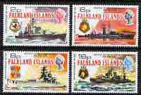 Falkland Islands 1974 35th Anniversary of Battle of the River Plate perf set of 4 unmounted mint, SG 307-10, stamps on , stamps on  stamps on battles, stamps on  stamps on  ww2 , stamps on  stamps on ships