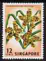 Singapore 1962-66 Orchid 12c (Grammatophyllum speciosum) unmounted mint SG 70*, stamps on flowers, stamps on orchids