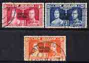 Cook Islands 1937 KG6 Coronation perf set of 3 cds used, SG 124-26, stamps on coronation, stamps on  kg6 , stamps on 