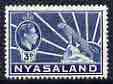 Nyasaland 1938-44 KG6 Leopard 3d blue unmounted mint, SG 134*, stamps on , stamps on  stamps on animals, stamps on  stamps on cats, stamps on  stamps on leopards, stamps on  stamps on  kg6 , stamps on  stamps on 