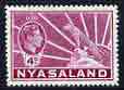 Nyasaland 1938-44 KG6 Leopard 4d magenta unmounted mint, SG 135*, stamps on animals, stamps on cats, stamps on leopards, stamps on  kg6 , stamps on 