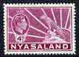 Nyasaland 1938-44 KG6 Leopard 4d magenta unmounted mint, SG 135*, stamps on , stamps on  stamps on animals, stamps on  stamps on cats, stamps on  stamps on leopards, stamps on  stamps on  kg6 , stamps on  stamps on 