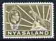 Nyasaland 1938-44 KG6 Leopard 9d olive-bistre unmounted mint, SG 137*, stamps on animals, stamps on cats, stamps on leopards, stamps on  kg6 , stamps on 