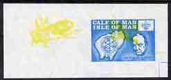 Calf of Man 1973 Churchill & Map (with Scout Logo) imperf m/sheet with rose omitted with yellow printing from a bird issue unmounted mint (as Rosen CA251MS var), stamps on churchill, stamps on maps, stamps on scouts, stamps on birds