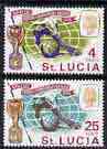 St Lucia 1966 Football World Cup perf set of 2 unmounted mint, SG 222-23*, stamps on football, stamps on sport