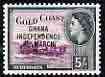 Ghana 1957-58 Surfboats 5s with Independence opt unmounted mint SG 180, stamps on ships