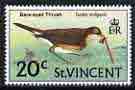 St Vincent 1970-71 Bare-eyed Thrush 20c from def set unmounted mint, SG 295, stamps on birds, stamps on thrushes
