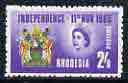 Rhodesia 1965 Independence 2s6d unmounted mint, SG 358, stamps on heraldry, stamps on arms