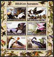 Congo 2005 Birds by Audubon perf sheetlet containing 6 values unmounted mint, stamps on , stamps on  stamps on birds, stamps on  stamps on audubon, stamps on  stamps on arts