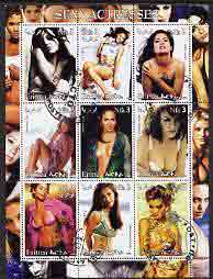 Eritrea 2002 Sexy Actresses perf sheetlet containing 9 values (Cameron Diaz, Halle Berry, Liv Tyler, etc) fine cto used, stamps on , stamps on  stamps on personalities, stamps on  stamps on entertainments, stamps on  stamps on films, stamps on  stamps on cinema, stamps on  stamps on women