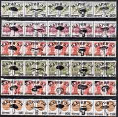 Marij El Republic - Fungi opt set of 30 values each design opt'd on pair of Russian defs (Total 60 stamps) unmounted mint, stamps on fungi