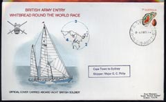 Australia 1974 British Army Round the World Yacht race cover carried on board British Soldier during stage 2 (Cape Town to Sydney) bearing Australian 7c Agate stamp with ..., stamps on militaria    yacht    minerals     sailing