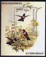 Congo 2005 Hummingbirds by John Gould perf m/sheet unmounted mint, stamps on birds, stamps on hummingbirds, stamps on arts