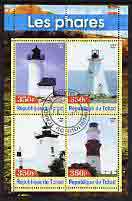 Chad 2003 Lighthouses #1 perf sheetlet containing 4 values fine cto used, stamps on lighthouses