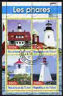 Chad 2003 Lighthouses #3 perf sheetlet containing 4 values fine cto used, stamps on , stamps on  stamps on lighthouses