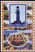 Congo 2005 Lighthouses #03 perf s/sheet with Disney characters in background fine cto used, stamps on lighthouses, stamps on disney