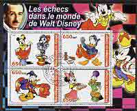 Congo 2003 Disney's world of Chess #1 perf sheetlet containing 4 values fine cto used, stamps on chess, stamps on disney