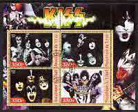 Chad 2003 Legendary Pop Groups - Kiss perf sheetlet containing 4 values fine cto used, stamps on , stamps on  stamps on personalities, stamps on  stamps on entertainments, stamps on  stamps on music, stamps on  stamps on pops, stamps on  stamps on rock