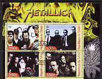 Chad 2003 Legendary Pop Groups - Metallica perf sheetlet containing 4 values fine cto used, stamps on , stamps on  stamps on personalities, stamps on  stamps on entertainments, stamps on  stamps on music, stamps on  stamps on pops, stamps on  stamps on rock