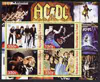 Chad 2003 Legendary Pop Groups - AC/DC perf sheetlet containing 4 values fine cto used, stamps on personalities, stamps on entertainments, stamps on music, stamps on pops, stamps on rock