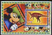 Congo 2005 Dinosaurs & Disney Characters #1 perf m/sheet fine cto used, stamps on dinosaurs, stamps on disney