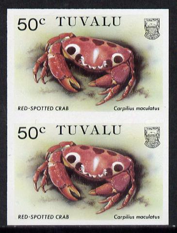 Tuvalu 1986 Crabs 50c (Red Spotted Crab) imperf pair unmounted mint, as SG 374, stamps on crabs, stamps on marine-life