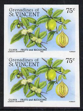 St Vincent - Grenadines 1985 Fruits & Blossoms 75c (Guava) imperf pair unmounted mint (as SG 399), stamps on , stamps on  stamps on flowers  fruit