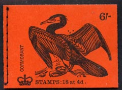 Booklet - Great Britain 1968-70 Birds - Cormorant (red cover Nov 1969) 6s booklet complete and fine, SG QP51, stamps on birds, stamps on cormorants, stamps on disasters, stamps on 