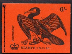 Great Britain 1968-70 Birds - Cormorant (red cover Jan 1970) 6s booklet complete and fine, SG QP52, stamps on , stamps on  stamps on birds, stamps on  stamps on cormorants, stamps on  stamps on disasters, stamps on  stamps on 