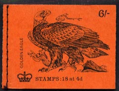 Great Britain 1968-70 Birds - Golden Eagle (red cover Aug 1970) 6s booklet complete and fine, SG QP54, stamps on birds, stamps on eagles, stamps on birds of prey, stamps on 