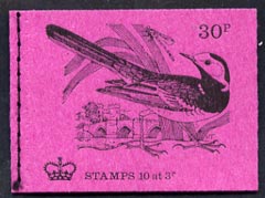 Booklet - Great Britain 1971-73 Birds #4 - Pied Wagtail (purple cover Feb 1972) 30p booklet complete and fine, SG DQ62, stamps on birds, stamps on wagtails